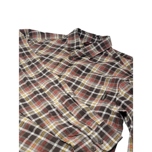 Wolverine Button Down Flannel Shirt Size Large‎ Tall Brown Plaid Long Sleeve - Picture 3 of 5